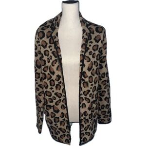 NEW! Talbots Leopard‎ Animal Print Sweater Blazer Sz XS Pockets Wool Blend $179
